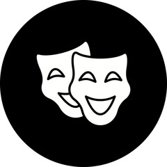 Theater Masks Glyph Inverted Icon