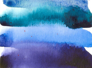 Abstract art water concept. Watercolor illustration by hand horizontal stripes in blue shades.