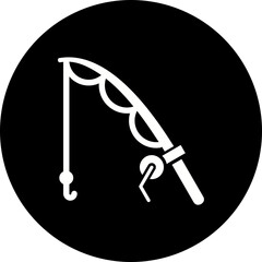 Fishing Glyph Inverted Icon