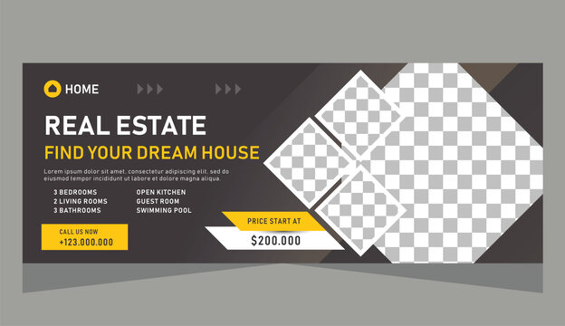 Template real estate design for facebook cover or web banner