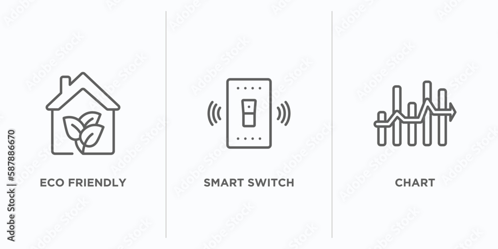 Aufkleber smart home outline icons set. thin line icons such as eco friendly, smart switch, chart vector. line