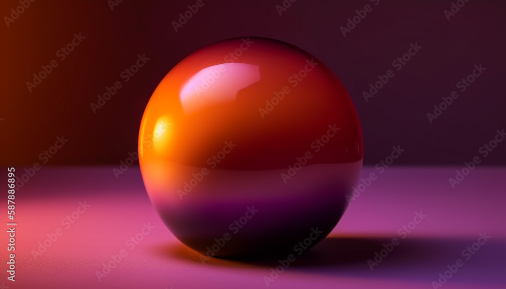Poster levitating sphere with abstract reflections and glow generated by ai