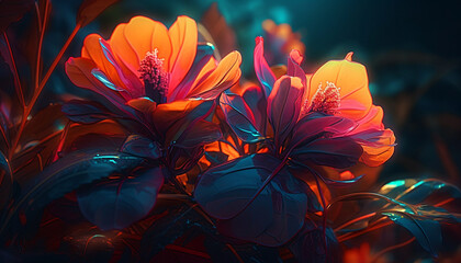 Abstract nature: colorful flowers painting ornate beauty generated by AI