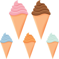 Ice Cream in Five varieties of Taste isolated vector