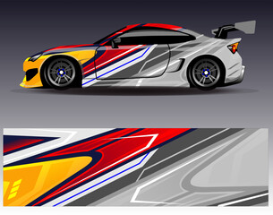 Car wrap design vector. Graphic abstract stripe racing background kit designs for wrap vehicle  race car  rally  adventure and livery