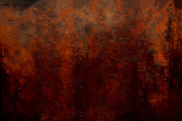 Obraz premium Rusted brown metal plate texture grunge abstract background, industrial style chic, Generative AI