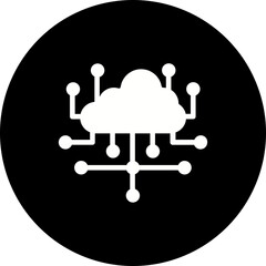 Cloud Computing Glyph Inverted Icon