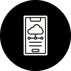 Mobile Cloud Glyph Inverted Icon