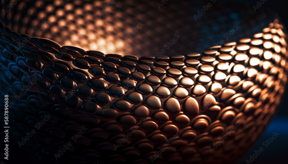 Poster a shiny golden snake on abstract backdrop generated by ai