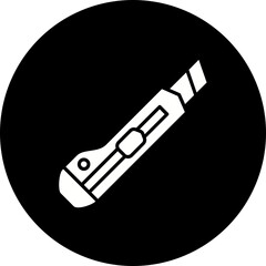 Paper Cutter Glyph Inverted Icon