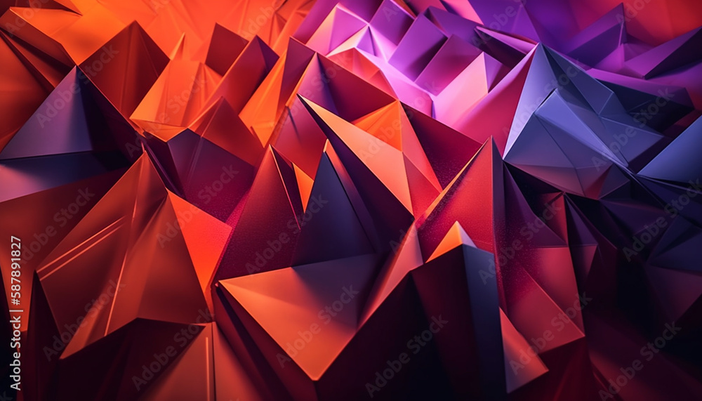 Poster colorful geometric patterns shine on abstract backdrop generated by ai
