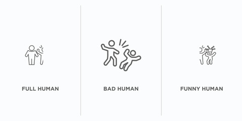 feelings outline icons set. thin line icons such as full human, bad human, funny human vector. linear icon sheet can be used web and mobile