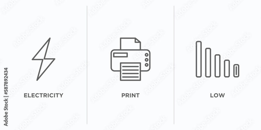 Aufkleber electrian connections outline icons set. thin line icons such as electricity, print, low vector. lin