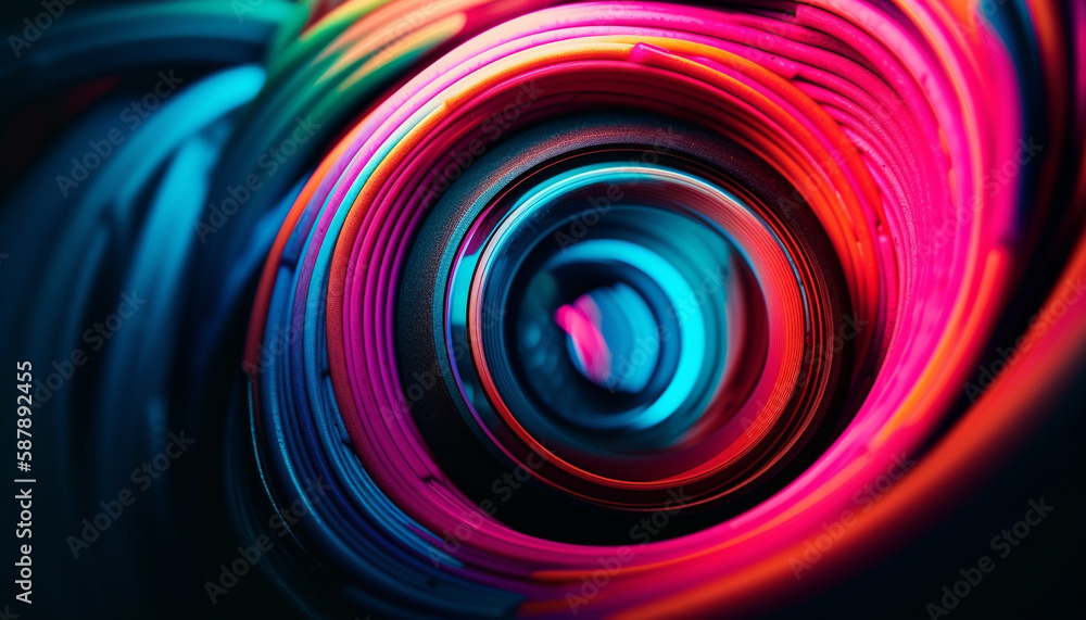 Poster spiraling circle backdrop of vibrant abstract design generated by ai