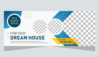 Real estate house property for facebook cover or website banner template