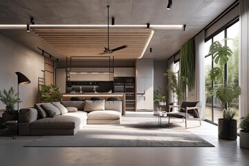 Obraz premium bright and spacious living room with abundant natural light. Generative AI