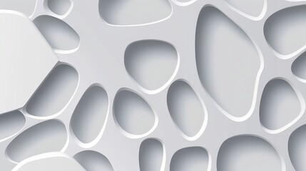 Offset white irregular organic rounded grid shape geometrical background wallpaper banner pattern, ai