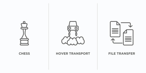 artificial intellegence outline icons set. thin line icons such as chess, hover transport, file transfer vector. linear icon sheet can be used web and mobile