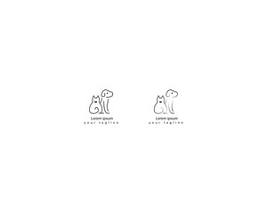 Dog and cat logo design template vector, line of pet logo design suitable for pet shop, store, cafe, business, hotel, veterinary clinic, Domestic animals vector illustration logotype, sign or symbol