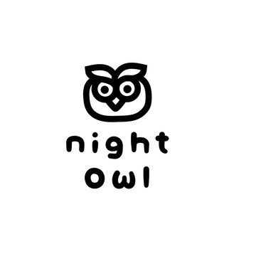 Night Owl Study Work Overnight Stay Up Illustration Icon Fun Cute Playful Motivation Black On Clear Background