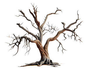 scary dead tree for halloween decoration on a white background. generative AI