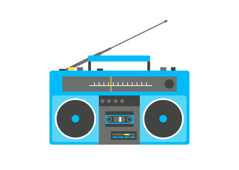 Old fashioned, boombox from 90s, flat vector illustration.