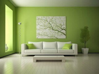 Lime Living Room Interior Design. Generative AI