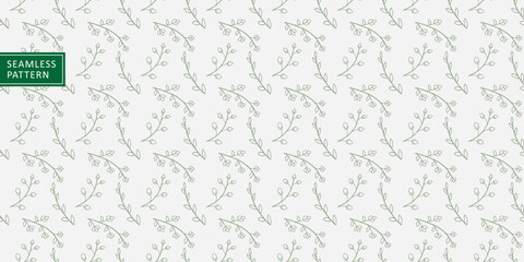 Vector seamless delicate pattern with green branches, flowers and leaves for textiles, dishes, wrapping paper, covers, backgrounds and wallpapers