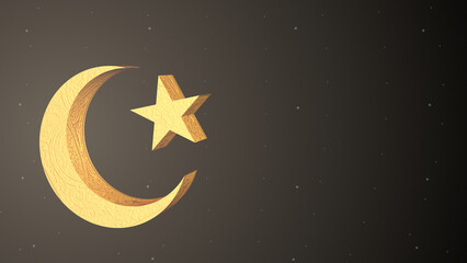 Obraz na płótnie Canvas Happy Ramadan celebration background with a golden moon and stars