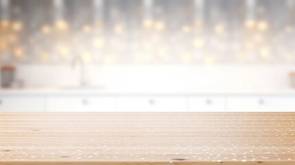 Generative AI. Wooden table with a blurred background