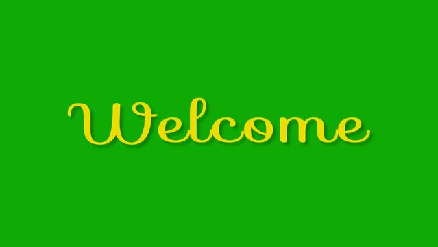 welcome text animation vidio with green background