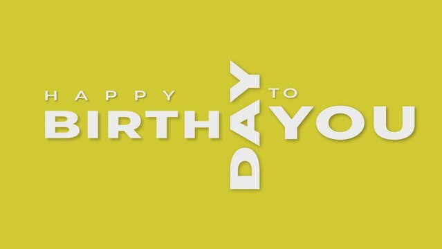 happy birthday text animation with yellow background