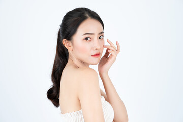 Asian woman with white skin and healthy skin