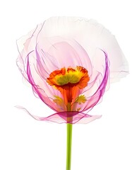 Color glass flower isolated on white, Poppy 01