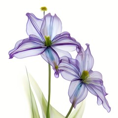 Color glass flower isolated on white, purple Lily 03