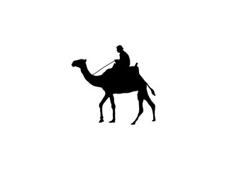 vector silhouettes of camel isolated over white background.arab man and camel ready to edit silhouettes for various graphic design purposes.Camel Vector Image . vector pack of arabic man riding camel