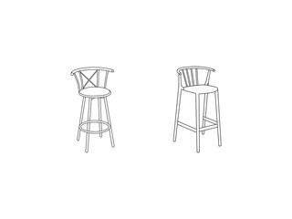 Bar stool icon.A set of bar chairs.chair Line art, clip art, Adjustable Chair, Hand-drawn design elements.Vector simple flat graphic illustration.Vector Bar Stool Element In Trendy Style.