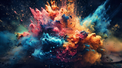 Obraz na płótnie Canvas Clouds of colorfull holy powder. Generative AI