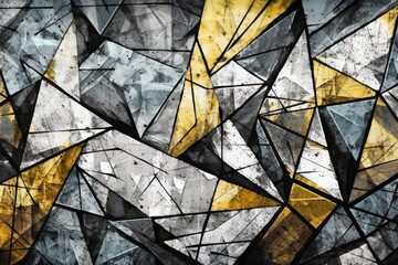 Illustration of an abstract painting using yellow and black colors. Generative AI