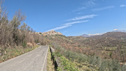 Panoramic view of Pofi, a medieval town in the province of Frosinone in Italy.