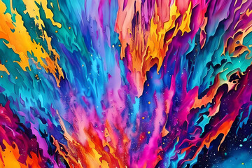 Water color or oil painting fine art illustration of abstract splash flame fire spray brush dropping artistic print digital art. Generative AI.