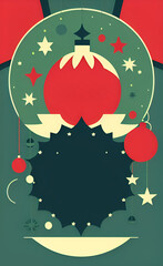 Fototapeta na wymiar Old, retro christmas card. Merry Christmas illustration