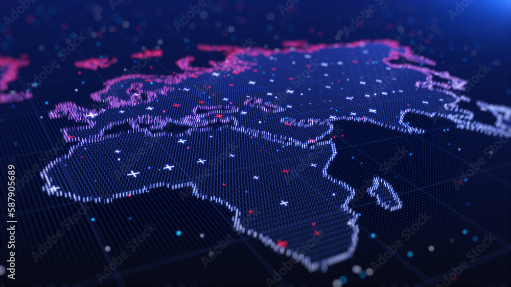 Poster map wireframe with a location mark technology digital abstract background, global network connection