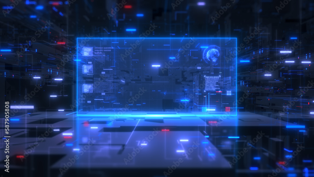 Poster Technology abstract background digital Interface, Digital data network connection, Computer device screen, Digital cyberspace abstract background, 3d rendering