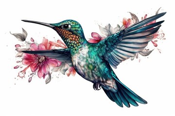 Floral Hummingbird Sublimation Clipart