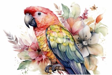 Floral Parrot Sublimation Clipart