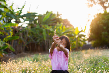 Cute little girl on the meadow