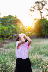Obraz premium Cute little girl on the meadow
