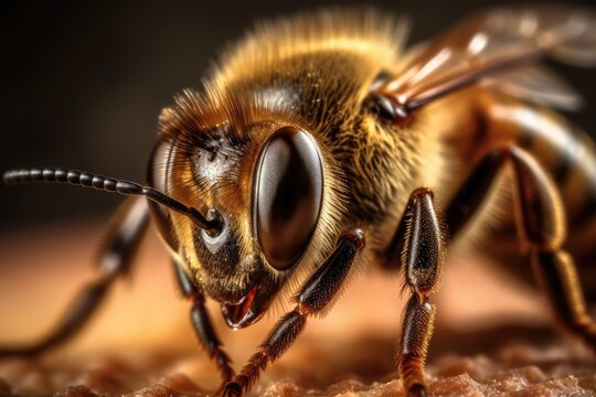 Up Close and Personal: A picture of a honey bee up close with a blurred background can create an visually stunning image. 