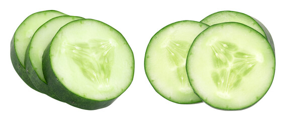 Sliced cucumber isolated, transparent png, collection, PNG format, cut out
